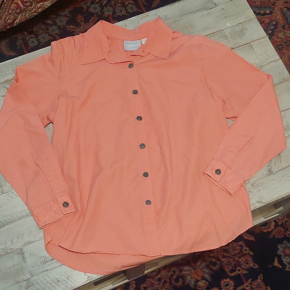 Blair Coral-Peach Button Front Shirt